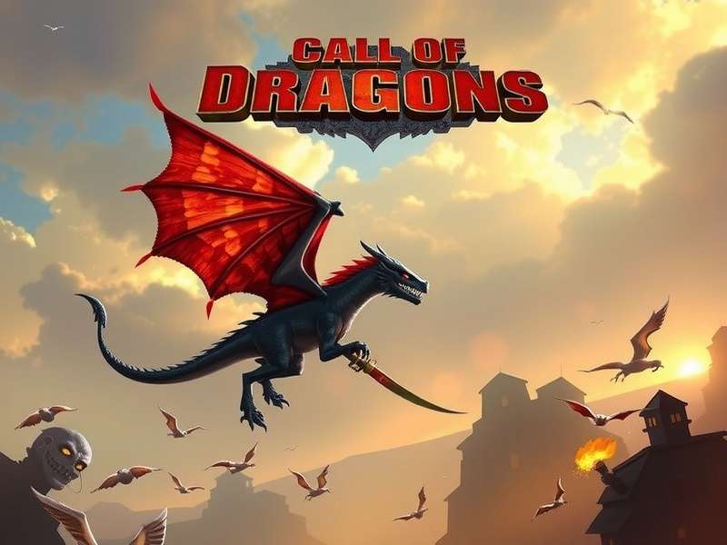 Call of Dragons गेम में ड्रैगन्स के साथ युद्ध का दृश्य