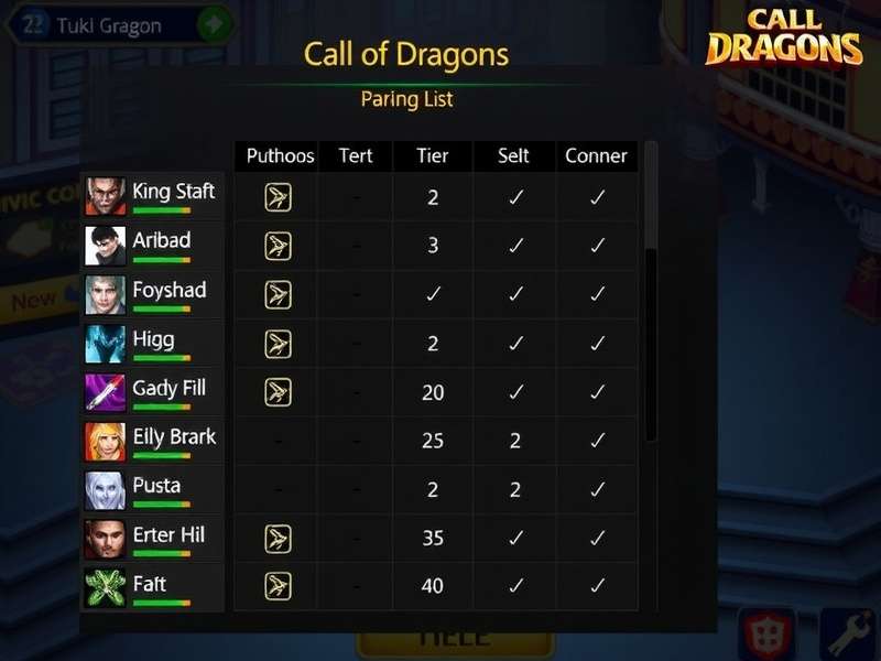 कॉल ऑफ ड्रैगन्स हीरो पेयरिंग टियर लिस्ट