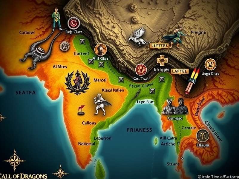 कॉल ऑफ ड्रेगन्स पूरा वर्ल्ड मैप दिखाते हुए