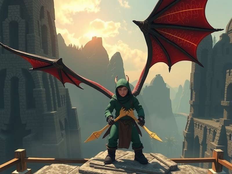 Epic fantasy battle scene with dragons and warriors