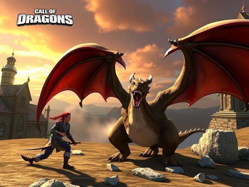 Call of Dragons PC gameplay showcasing a large-scale battle with dragons and armies