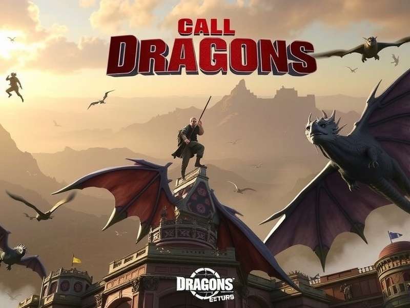Call of Dragons epic battle scene with dragons and heroes