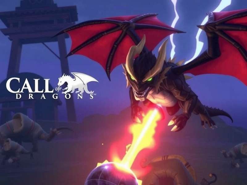 Call of Dragons gameplay screenshot showing dragon combat and UI