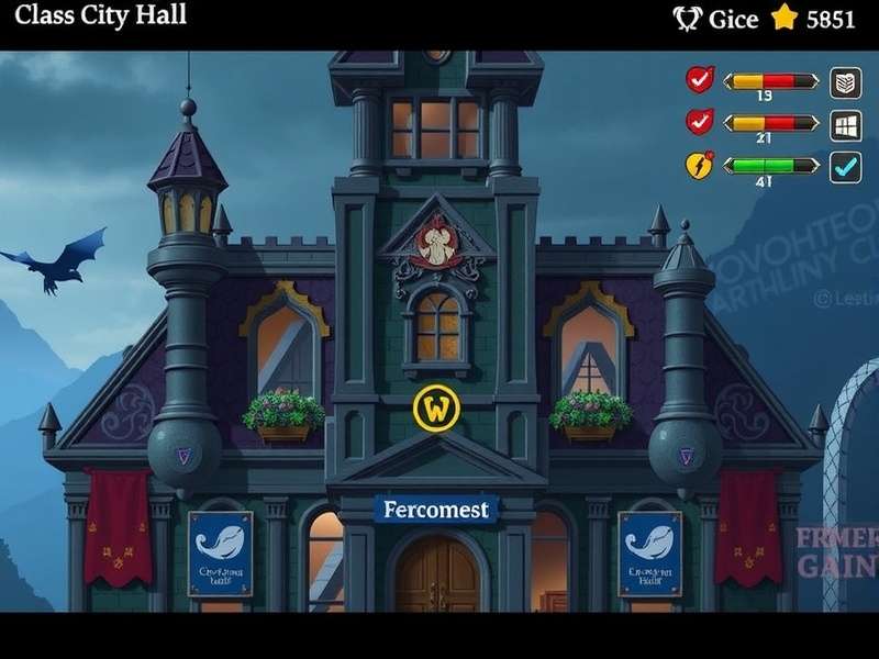 Call of Dragons City Hall citadel with dragon silhouettes and upgrade interface