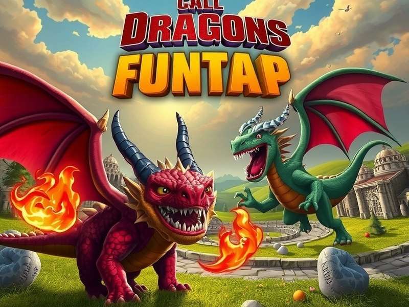 Call Of Dragons Funtap Ios — epic dragon battle scene with heroes and castles