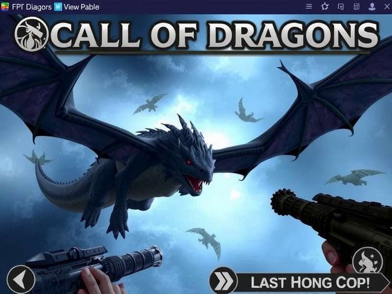 Call of Dragons PC gameplay screenshot showing dragon battle and UI on Funtap platform